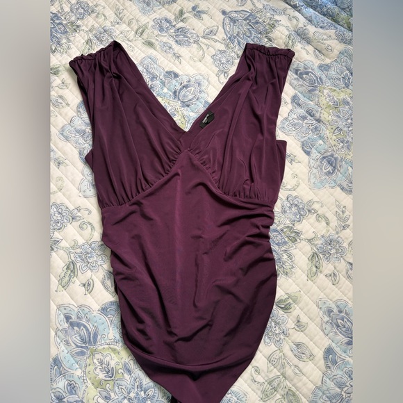 Express Tops - Express Dark Purple Bodysuit